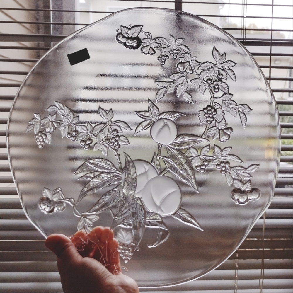 Vintage Savior Vivre Clear Crystal W. Germany Jardino Cake Plate 13"